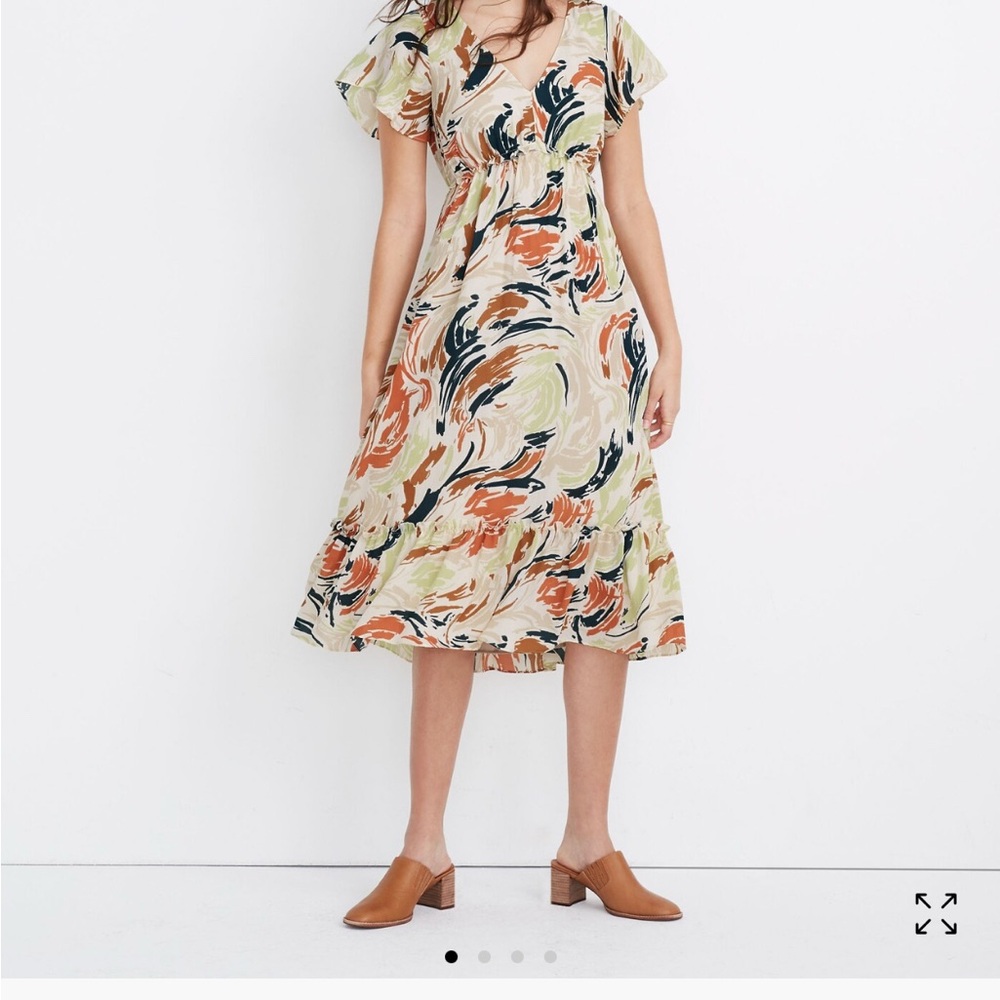 Abstract Print V-Neck Dress